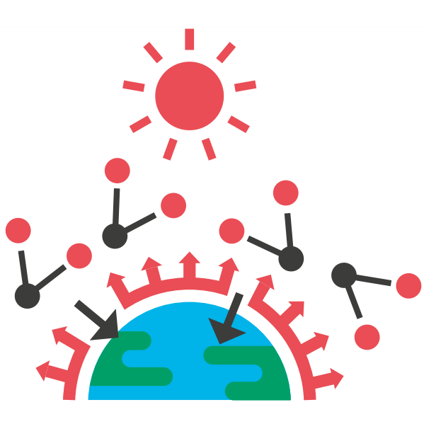 Illustration représentant la planète Terre sous un soleil rouge